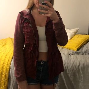 Maroon Clinch Waist Jacket